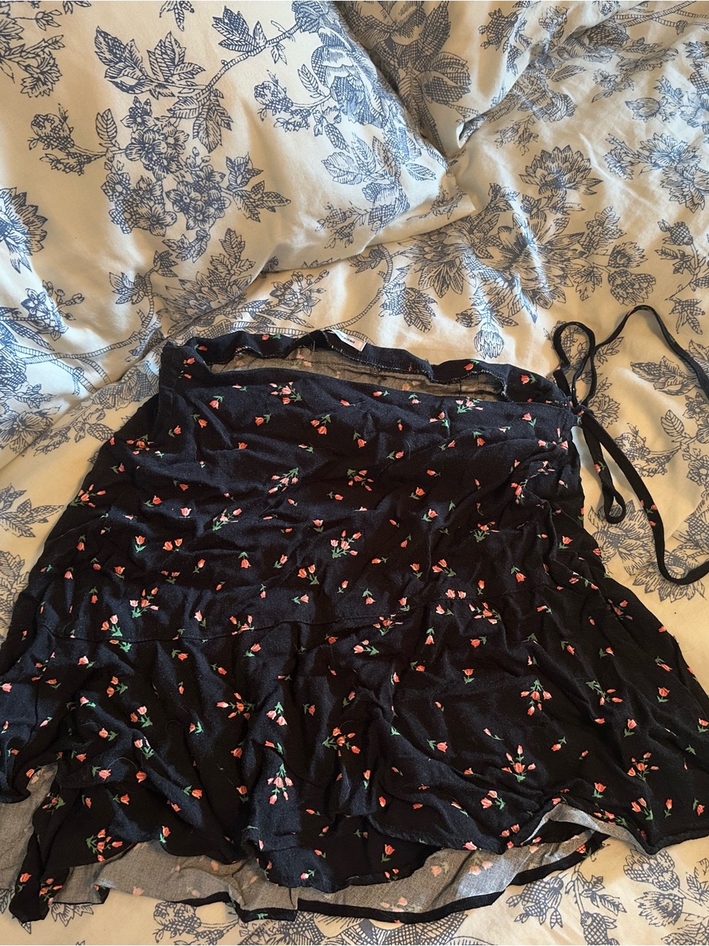 Urban Outfitters Black Mini Skirt with Pink Floral Print